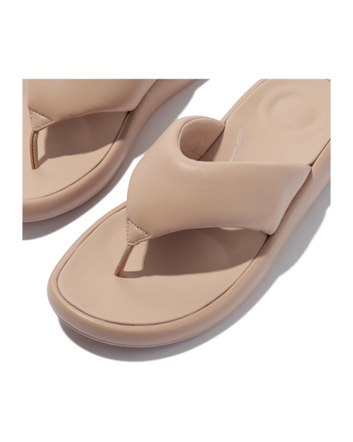 Iqushion D-Luxe Padded Leather Toe-Post Sandals Classic Beige