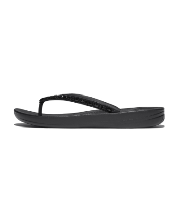 FitFlop Iqushion Multi-Crystal Ergonomic Flip-Flops All Black