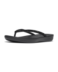 Iqushion Multi-Crystal Ergonomic Flip-Flops All Black