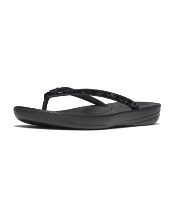 FitFlop Iqushion Multi-Crystal Ergonomic Flip-Flops All Black