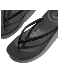 Iqushion Multi-Crystal Ergonomic Flip-Flops All Black