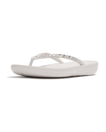 FitFlop Iqushion Multi-Crystal Ergonomic Flip-Flops Urban White
