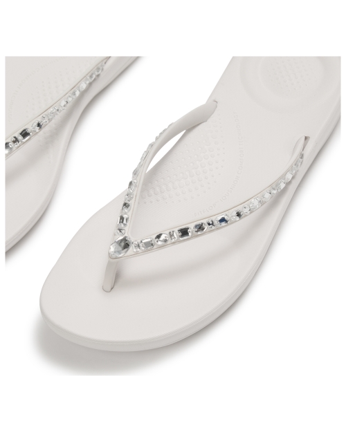 Iqushion Multi-Crystal Ergonomic Flip-Flops Urban White