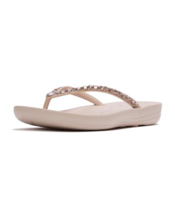 FitFlop Iqushion Multi-Crystal Ergonomic Flip-Flops All Nude Rose