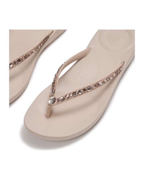 Iqushion Multi-Crystal Ergonomic Flip-Flops All Nude Rose