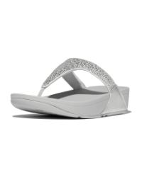 Lulu Crystal-Mix Toe-Post Sandals Silver