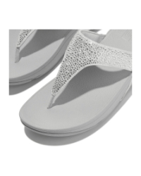 Lulu Crystal-Mix Toe-Post Sandals Silver