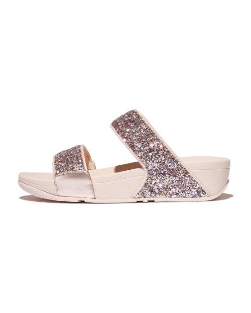 Lulu Multi-Tonal Glitter Slides Nude Rose Mix