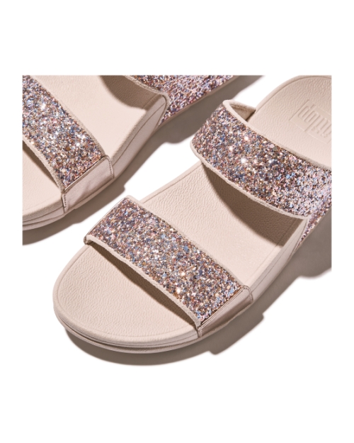 Lulu Multi-Tonal Glitter Slides Nude Rose Mix