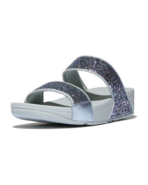 Lulu Multi-Tonal Glitter Slides Quiet Blue