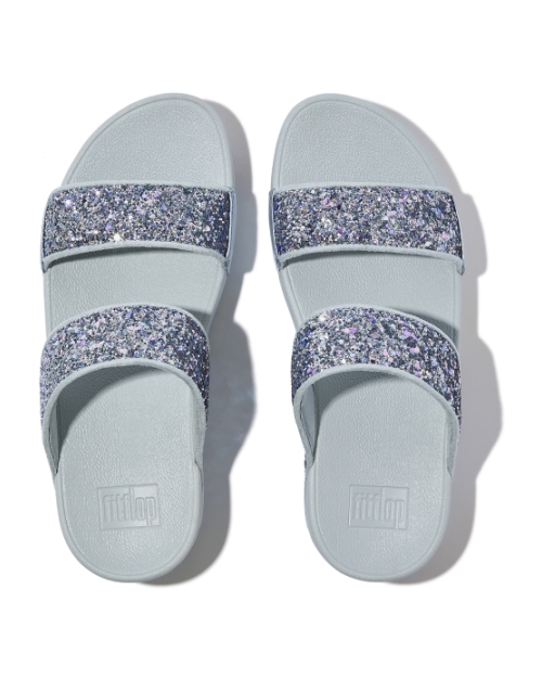 Lulu Multi-Tonal Glitter Slides Quiet Blue