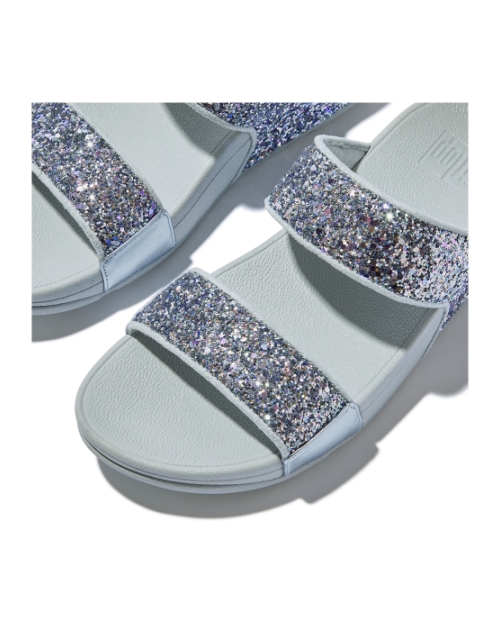 Lulu Multi-Tonal Glitter Slides Quiet Blue