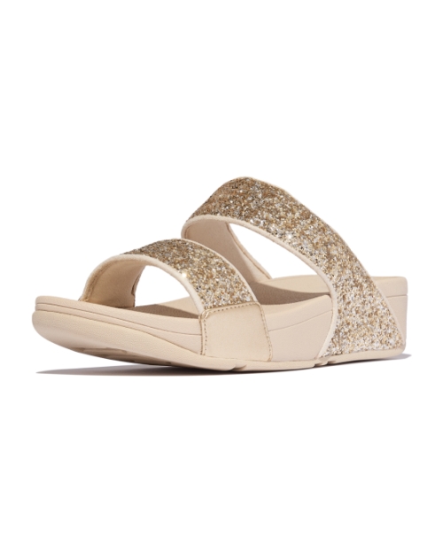 Lulu Multi-Tonal Glitter Slides Platino/Silver
