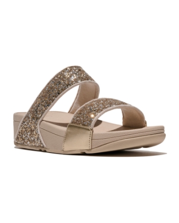 FitFlop Lulu Multi-Tonal Glitter Slides Platino/Silver
