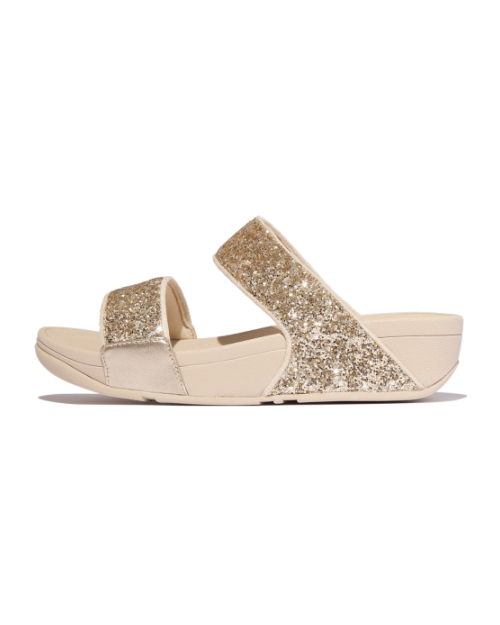 Lulu Multi-Tonal Glitter Slides Platino/Silver