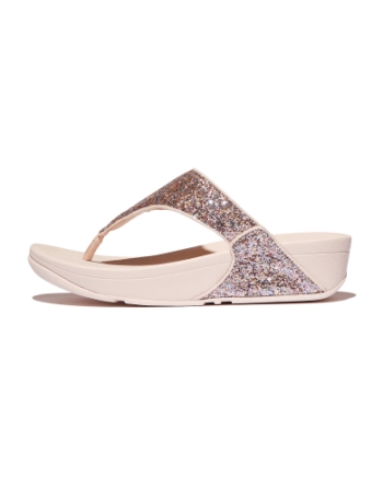 FitFlop Lulu Multi-Tonal Glitter Toe-Post Sandals Nude Rose Mix