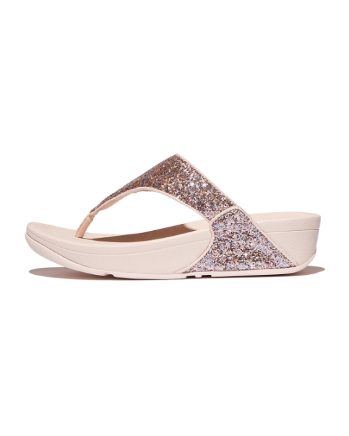 Lulu Multi-Tonal Glitter Toe-Post Sandals Nude Rose Mix