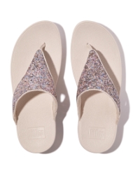 Lulu Multi-Tonal Glitter Toe-Post Sandals Nude Rose Mix