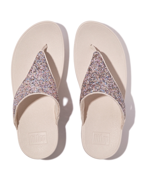 Lulu Multi-Tonal Glitter Toe-Post Sandals Nude Rose Mix