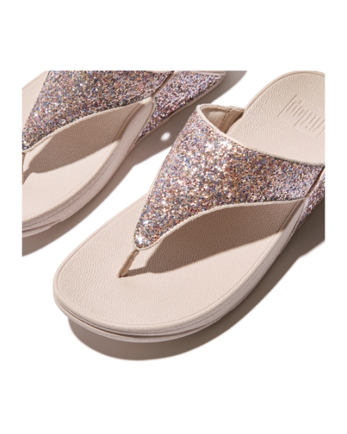 Lulu Multi-Tonal Glitter Toe-Post Sandals Nude Rose Mix