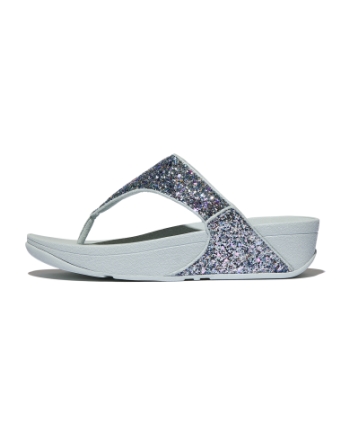 FitFlop Lulu Multi-Tonal Glitter Toe-Post Sandals Quiet Blue