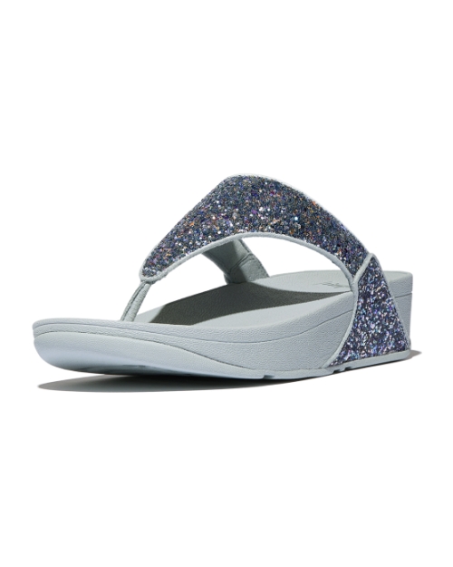 Lulu Multi-Tonal Glitter Toe-Post Sandals Quiet Blue