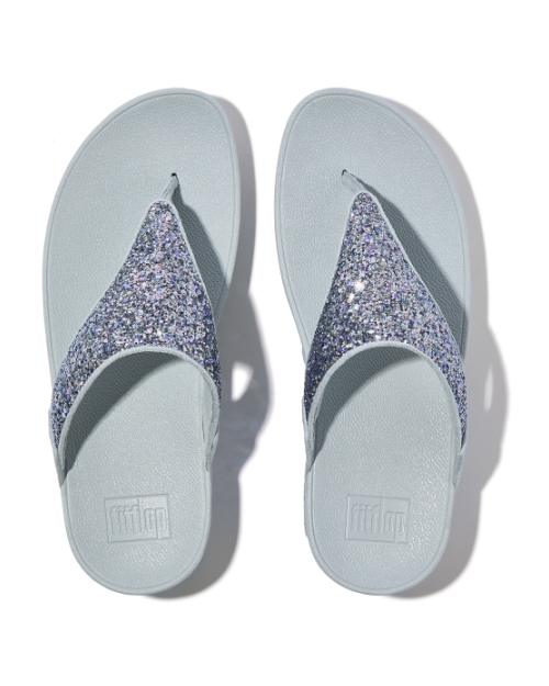 Lulu Multi-Tonal Glitter Toe-Post Sandals Quiet Blue