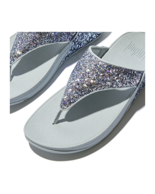 Lulu Multi-Tonal Glitter Toe-Post Sandals Quiet Blue