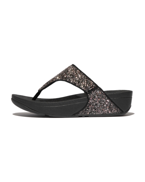 Lulu Multi-Tonal Glitter Toe-Post Sandals Black Multi