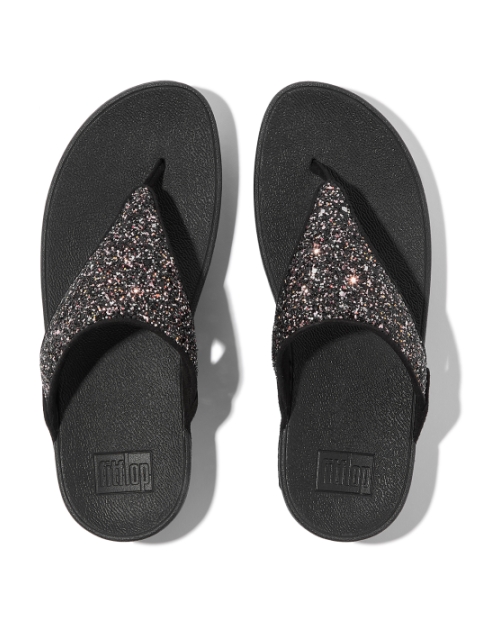 Lulu Multi-Tonal Glitter Toe-Post Sandals Black Multi