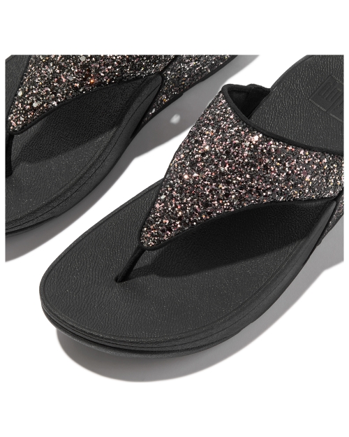 Lulu Multi-Tonal Glitter Toe-Post Sandals Black Multi