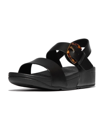 FitFlop Lulu Resin-Buckle Leather Back-Strap Sandals All Black