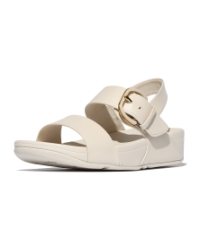 Lulu Resin-Buckle Leather Back-Strap Sandals Paris Beige