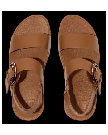 FitFlop Lulu Resin-Buckle Leather Back-Strap Sandals Deep Tan