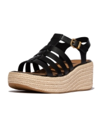 Platfforms Espadr. Leather Fisherman Wedge Sandals Black