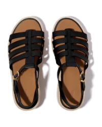 Platfforms Espadr. Leather Fisherman Wedge Sandals Black