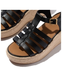 Platfforms Espadr. Leather Fisherman Wedge Sandals Black
