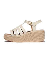 Platfforms Espadr. Leather Fisherman Wedge Sandals Paris Beige