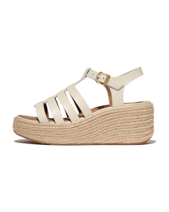 FitFlop Platfforms Espadr. Leather Fisherman Wedge Sandals Paris Beige