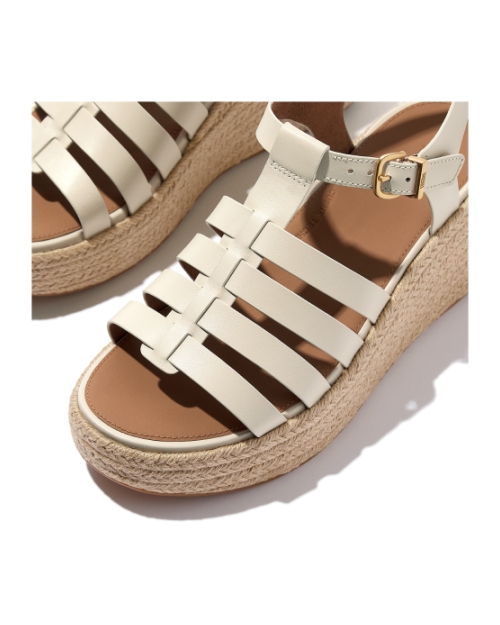Platfforms Espadr. Leather Fisherman Wedge Sandals Paris Beige