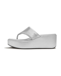Platfforms Wedge Toe-Post Sandals Silver