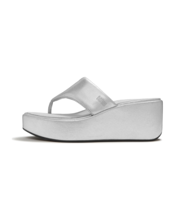 FitFlop Platfforms Wedge Toe-Post Sandals Silver