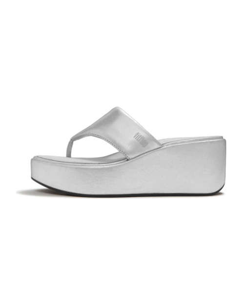 Platfforms Wedge Toe-Post Sandals Silver