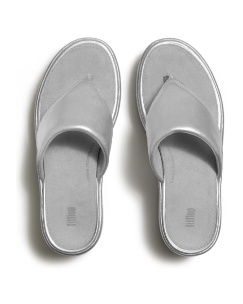 Platfforms Wedge Toe-Post Sandals Silver
