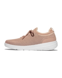Super-Q Knit Slip-On Laced Sneakers Beige Buff/Rose Gold
