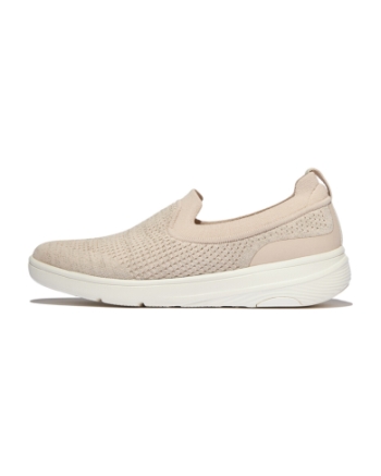 FitFlop Super-Q Knit Slip-Ons Stone Beige/Platino