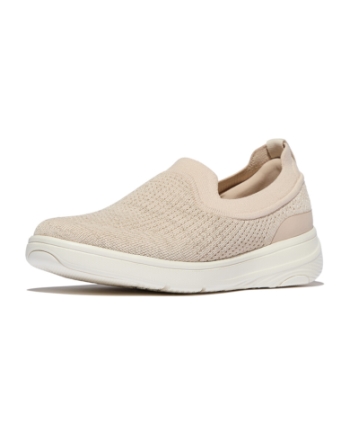 FitFlop Super-Q Knit Slip-Ons Stone Beige/Platino