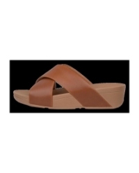 Lulu Cross Slide Sandals Leather Light Tan