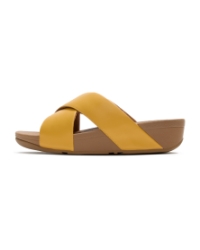 Lulu Cross Slide Sandals Leather Turmeric