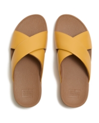 Lulu Cross Slide Sandals Leather Turmeric